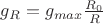 $g_R = g_{max} \frac{R_0}{R}$