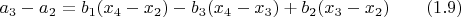$a_3-a_2=b_1(x_4-x_2)-b_3(x_4-x_3)+b_2(x_3-x_2)\qquad\eqno(1.9)$