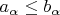 $a_\alpha\leq b_\alpha$