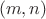 $$(m, n)$$