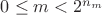 $0\le m<2^{n_m}$