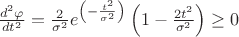 $\frac{d^2\varphi}{dt^2} = \frac{2}{\sigma^2}e^{\left(-\frac{t^2}{\sigma^2}\right)}\left(1-\frac{2t^2}{\sigma^2}\right)\geq0$