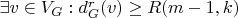 $\exists v \in V_G : d_G^r(v) \ge R(m - 1, k)$