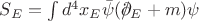 $S_E = \int d^4 x_E \bar{\psi} (\rlap{\(/\)}\partial_E + m) \psi$ $S_E = \int d^4 x_E \bar{\psi} (\rlap{\(/\)}\partial_E + m) \psi$