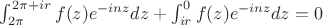 $\int_{2\pi}^{2\pi+ir}f(z)e^{-inz}dz+\int_{ir}^0f(z)e^{-inz}dz=0$