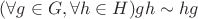 $(\forall g \in G, \forall h \in H) gh \sim hg$