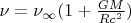 $\nu_{солнца} = \nu_{\infty} (1 + \frac{GM}{R c^2})$