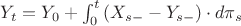 $Y_{t}=Y_{0}+\int_{0}^{t}{(X_{s-}-Y_{s-}) \cdot d\pi_{s}}$