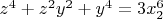 $z^4+z^2y^2+y^4=3x_2^6$
