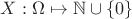 $X : \Omega \mapsto \mathbb{N}\cup\{0\}$
