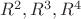 $R^2, R^3, R^4$