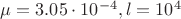 $\mu=3.05\cdot10^{-4}, l=10^{4}$ $\mu=3.05\cdot10^{-4}, l=10^{4}$