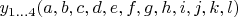 $y_{1\ldots4}(a,b,c,d,e,f,g,h,i,j,k,l)$
