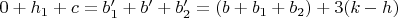 $0+h_1+c=b_1'+b'+b_2'=(b+b_1+b_2)+3(k-h)$