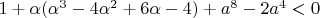$1+\alpha(\alpha^3-4\alpha^2+6\alpha-4)+a^8-2a^4<0$