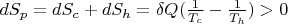 $dS_p = dS_c + dS_h= \delta Q (\frac{1}{T_c}-\frac{1}{T_h})>0$