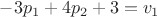 $-3p_1+4p_2+3=v_1$