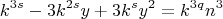 $$k^{3s}-3k^{2s}y+3k^sy^2=k^{3q}n^3 $$