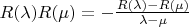 $R(\lambda)R(\mu)=-\frac{R(\lambda)-R(\mu)}{\lambda-\mu}$