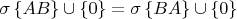 $\sigma\left\lbrace AB \right\rbrace\cup \left\lbrace 0\right\rbrace = \sigma\left\lbrace BA\right\rbrace \cup \left\lbrace 0\right\rbrace$