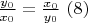 $\frac{y_0 }{x_0 } =\frac{x_0 }{y_0 }\ (8)$
