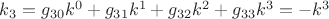 $k_{3}=g_{3 0}k^{0}+g_{3 1}k^{1}+g_{3 2}k^{2}+g_{3 3}k^{3}=-k^{3}$