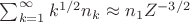 $\sum_{k=1}^{\infty}k^{1/2}n_k\approx n_1Z^{-3/2}$