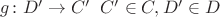 $g\colon D'\to C'\;\; C'\in C, D'\in D$