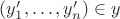 $(y'_1,\ldots,y'_n) \in y$