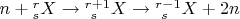 $n+{}^r_s X \to {}^{r+1}_{\ s} X \to {}^{r-1}_{\ s} X +2n$