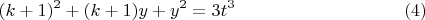 $$ (k+1)^2+(k+1)y+y^2=3t^3  \eqno (4)  $$