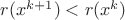$r(x^{k+1})<r(x^k)$