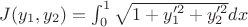 $J(y_1, y_2)=\int_0^1 \sqrt {1+y_1'^2+y_2'^2}dx$