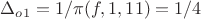 $\Delta_{o1}=1/\pi(f,1,11)=1/4$