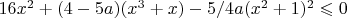 $16x^2+(4-5a)(x^3+x)-5/4a(x^2+1)^2\leqslant0$