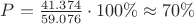 $P=\frac{41.374}{59.076} \cdot 100\% \approx 70\%$