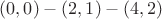 $(0,0)-(2,1)-(4,2)$