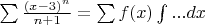 $\sum\limits_{}^{}\frac{(x-3)^n}{n+1}=\sum\limits_{}^{}f(x)\int\limits_{}^{}...dx$