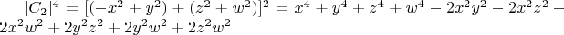 $|C_2|^4=[(-x^2+y^2)+(z^2+w^2)]^2=x^4+y^4+z^4+w^4-2x^2y^2-2x^2z^2-2x^2w^2+2y^2z^2+2y^2w^2+2z^2w^2$
