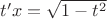 $t'x=\sqrt{1-t^2}$