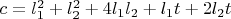 $c=l_1^2+l_2^2+4l_1l_2+l_1t+2l_2t$