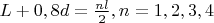 $L + 0,8d = \frac{nl}{2}, n = 1, 2, 3, 4$