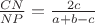 $\frac{{CN}}{{NP}} = \frac{{2c}}{{a + b - c}}$