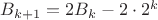 ${B_{k+1}=2B_k-2\cdot2^k}$