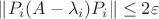 $\|P_i (A-\lambda_i) P_i\|\le 2\varepsilon$
