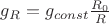 $g_R = g_{const}\frac{R_0}{R}$