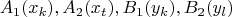 \[ A_1 (x_k ),A_2 (x_t ),B_1 (y_k ),B_2 (y_l ) \]