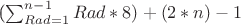 (\sum_{Rad=1}^{n-1} Rad*8)+(2*n)-1