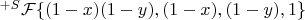 $^{+S}\mathcal{F}\{(1-x)(1-y), (1-x), (1-y), 1\}$