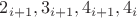 $2_{i+1}, 3_{i+1}, 4_{i+1}, 4_i$